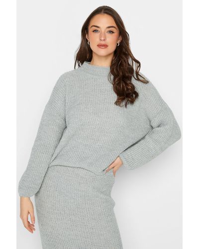 Long Tall Sally Tall Funnel Neck Knitted Jumper - Grey