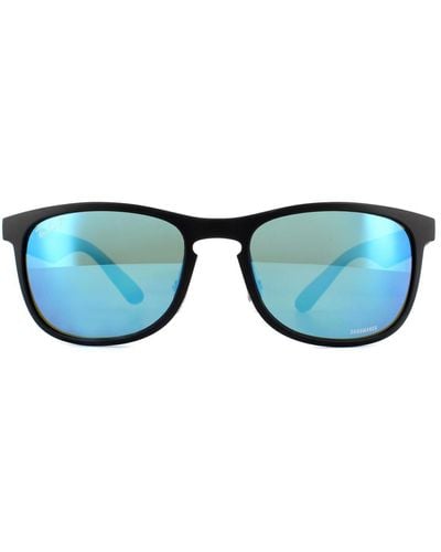 Ray-Ban Square Matte Black Blue Mirror Polarized Chromance Rb4263 Sunglasses