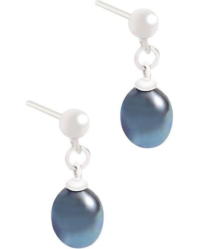 Pure Luxuries Gift Packaged 'wava' Freshwater Peacock Pearl Earrings - Blue