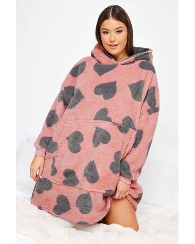 Yours Printed Snuggle Hoodie - Red