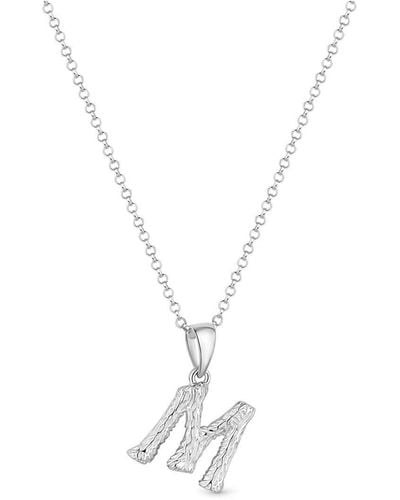 Simply Silver Sterling Silver Alphabet 'm' Necklace - Metallic