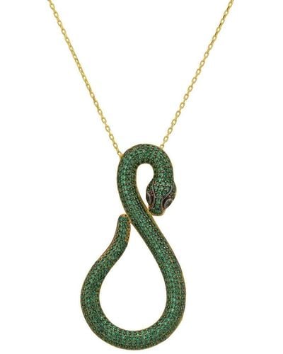 LÁTELITA London Asp Snake Pendant Necklace Gold Emerald - Green