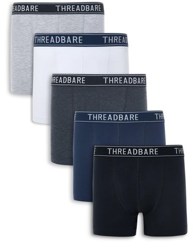 Threadbare 5 Pack 'jezze' Hipster Trunks - Blue