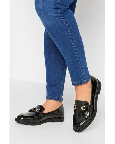 Yours Wide & Extra Wide Fit Patent Snaffle Loafers - Blue