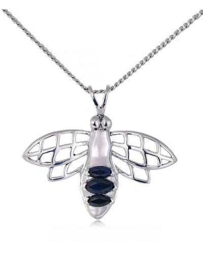 Ojewellery Sapphire Bee Pendant Necklace - Metallic