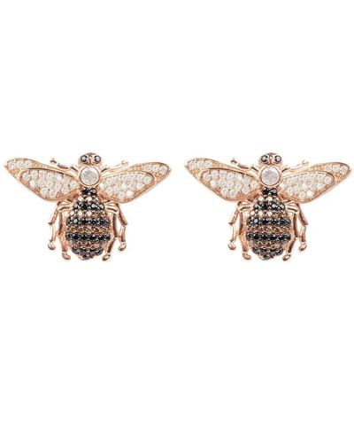 LÁTELITA London Honey Bee Stud Earrings Rosegold - White