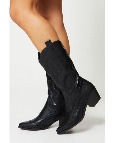 Oasis Western Calf Boots - Black