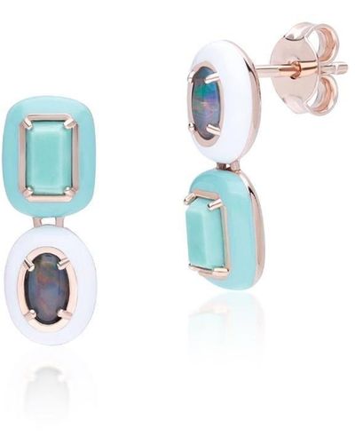 Gemondo Blue Triplet Opal & Turquoise Sterling Silver Siberian Waltz Drop Earrings One Size