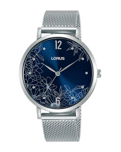 Lorus Patterned Dial Stainless Steel Classic Analogue Watch - Rg293tx9 - Blue