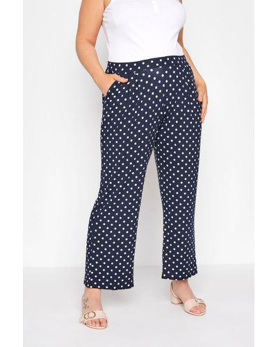 Yours Pleated Wide Leg Trousers - Blue
