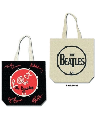 The Beatles Love Drum Back Print Cotton Tote Bag - Black