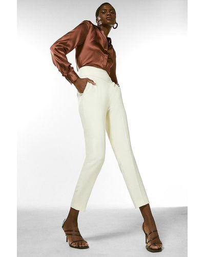 Karen Millen High Waist Buckle Detail Trousers - White
