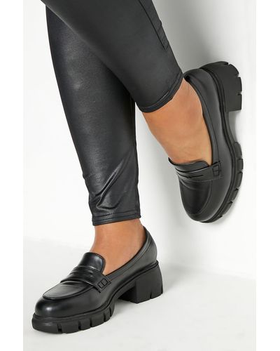 Yours Extra Wide Fit Chunky Loafers - Black