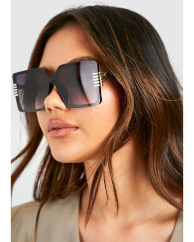 Boohoo Oversized Metal Trim Sunglasses - Brown