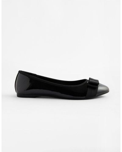 Accessorize Bow Front Patent Ballerina Flats - Black