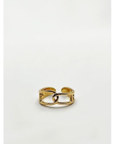 SVNX Chunky Adjustable Gold Ring - White