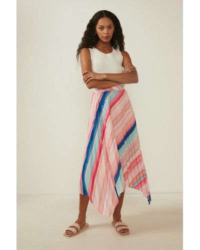 Oasis Stripe Hanky Hem Skirt - Natural