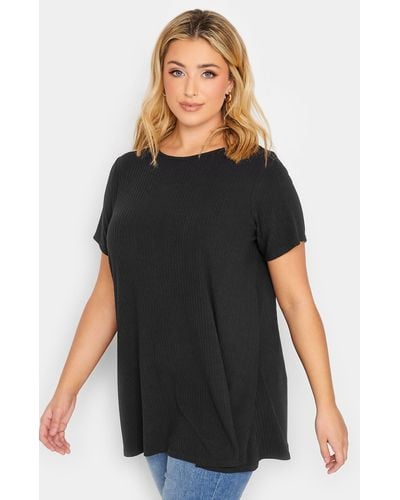 YOURS Curve Plus Size Black Ribbed Swing Cami Vest Top