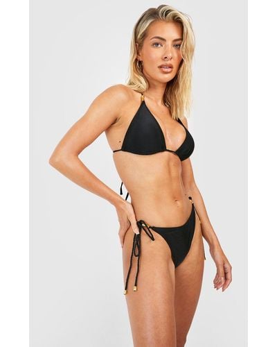 Boohoo Rope Detail Padded Triangle Bikini Set - Black