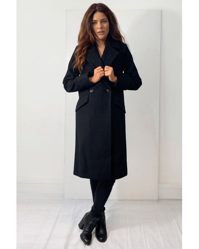 Cutie London Double Breasted Relaxed Fit Coat - Blue