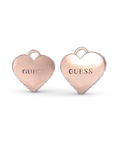 Guess Falling In Love Stainless Steel Earrings - Ube02231rg - Pink