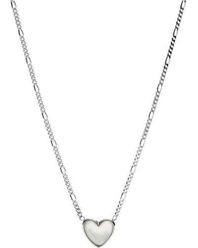 Fossil Heart Sterling Silver Necklace - Jfs00444040 - Blue