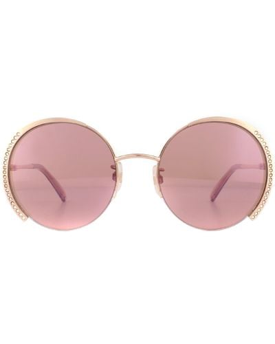Swarovski Round Rose Gold Pink Bordeaux Mirrored Sunglasses