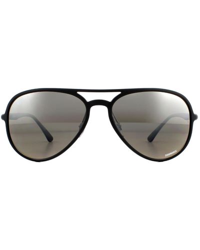 Ray-Ban Aviator Matte Black Grey Mirror Chromance Polarized Rb4320ch Sunglasses
