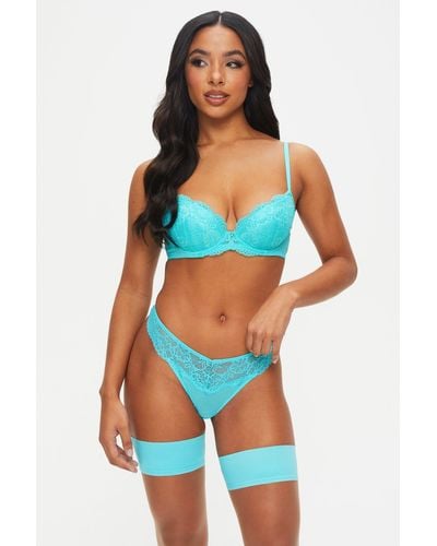  Sexy Lingerie Set for Women Plus Size, Criss-cross Bra Set Lace  Cups Classic Underwear with High Waisted Suspender Thong Blue: Clothing,  Shoes & Jewelry