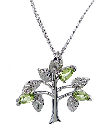 Ojewellery Peridot Tree Of Life Pendant Necklace - Metallic