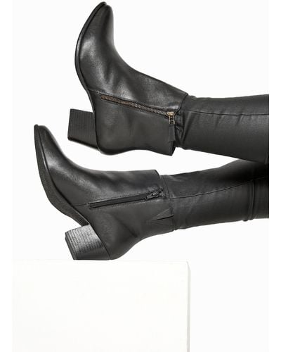 Yours Extra Wide Fit Leather Western Ankle Boots - Black