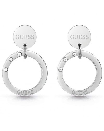 Guess 'eternal Circles Hoops' Stainless Steel Earrings - Ube29030 - White
