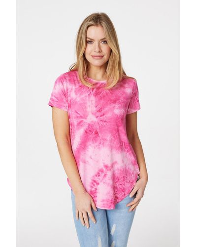 Izabel London Tie Dye Relaxed Jersey T-shirt - Pink