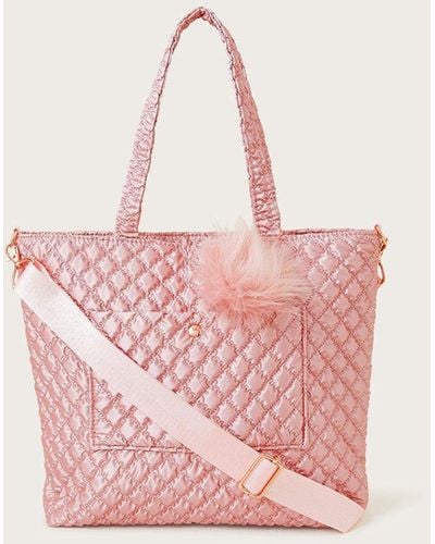 Monsoon Shimmer Quilted Tote Bag - Pink