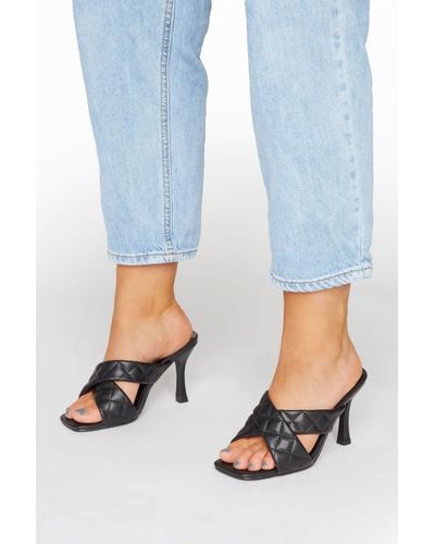Yours Extra Wide Fit Cross Quilted Stiletto Mules - Blue