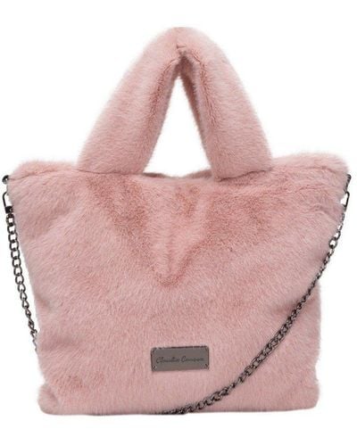Claudia Canova Arani Twin Strap Faux Fur Grab Bag - Pink