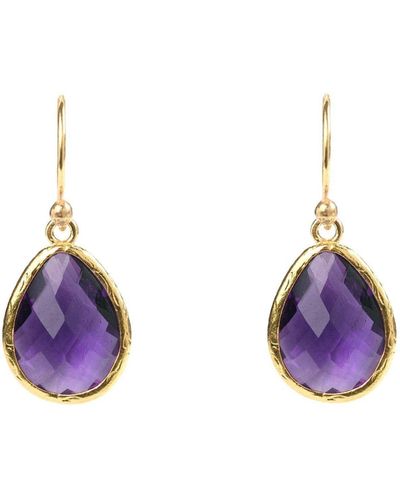 LÁTELITA London Petite Drop Earrings Amethyst Hydro Gold - Purple