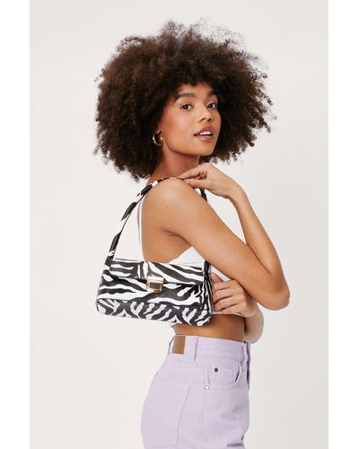 Nasty Gal Faux Leather Zebra Print Shoulder Bag - Multicolour