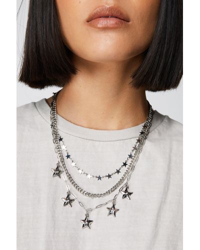 Nasty Gal Star Layered Necklace - White