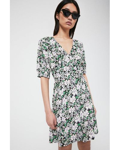 Warehouse Tea Dress In Floral - Green