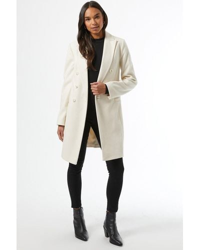 Dorothy Perkins Ivory Double Breasted Tailored Coat - Natural