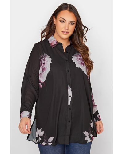 Yours Printed Blouse - Black