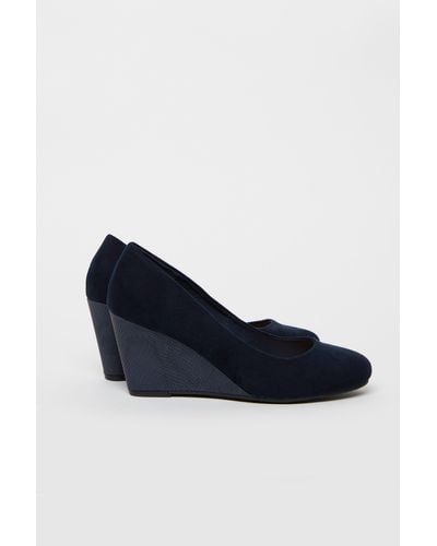 Wallis Navy Wedge Heeled Shoes - Blue