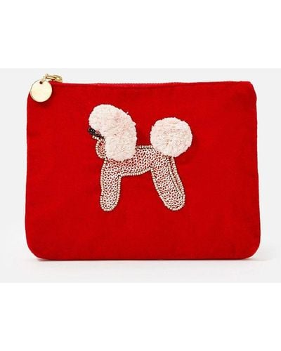 Accessorize Velvet Poodle Pouch - Red
