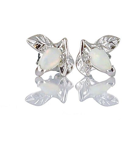 Ojewellery Opal Tree Of Life Stud Earrings - White