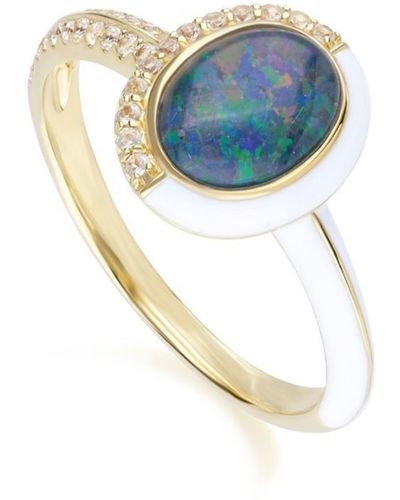 Gemondo Blue Triplet Opal & Topaz Gold Plated Sterling Silver Siberian Waltz Ring