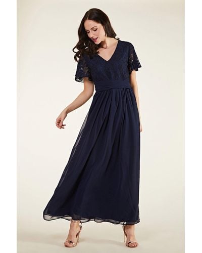 Yumi' Navy Lace 'paula' Evening Dress - Blue