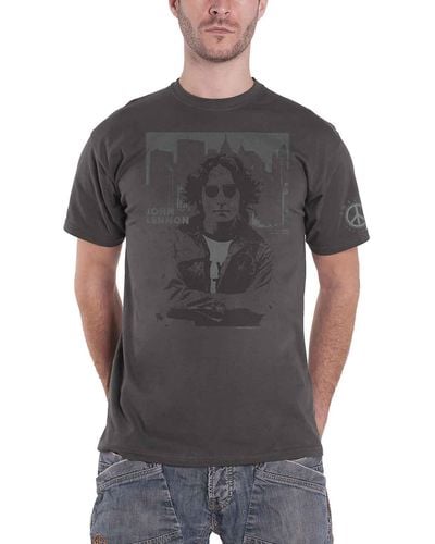 John Lennon Denim Skyline T Shirt - Grey