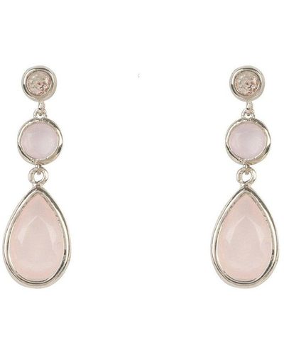 LÁTELITA London Tuscany Gemstone Drop Earring Silver Rose Quartz - White