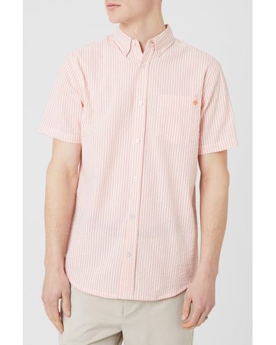 MAINE Seersucker Double Stripe Shirt - Pink